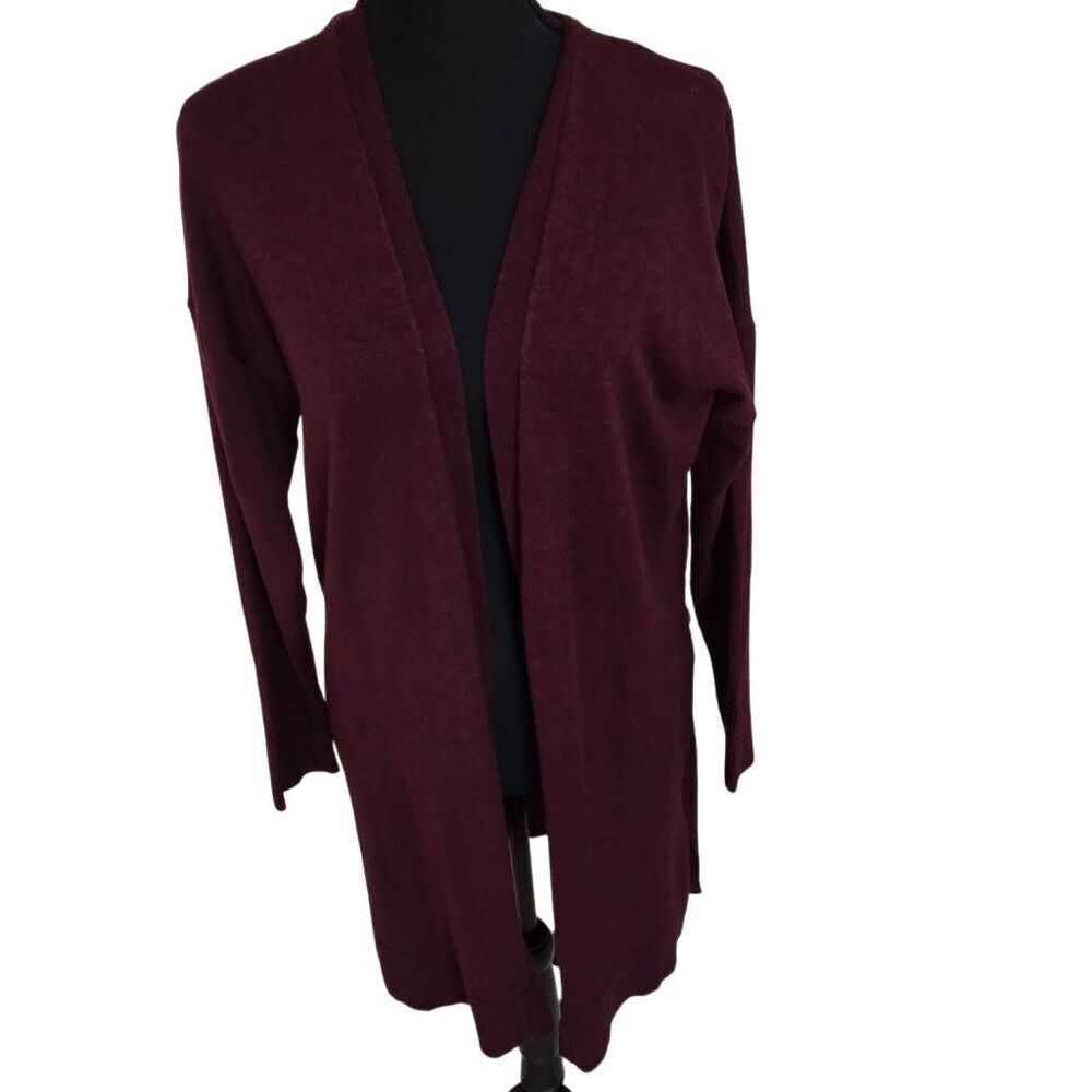 Philosophy Republic Clothing Womens Belted Open Duster Cardigan Maroon Sz Medium